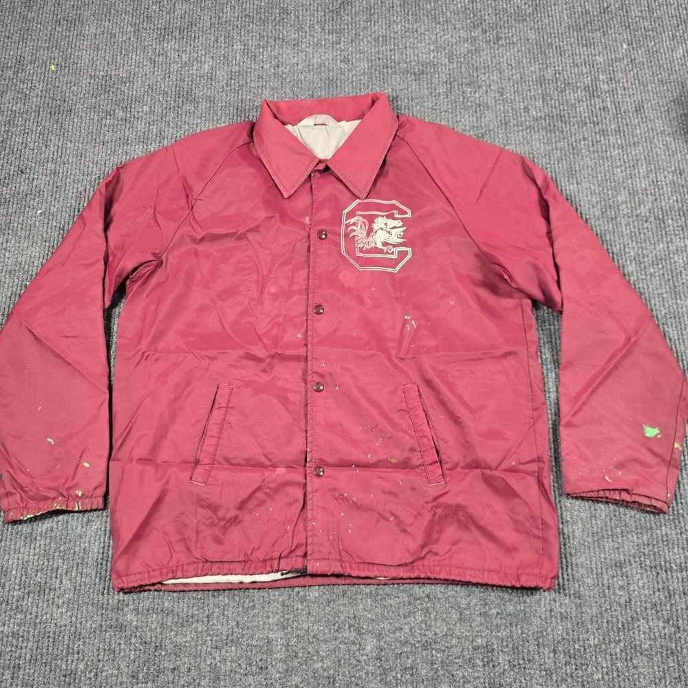 VTG Chalk Line South‎ Carolina Gamecocks Jacket Mens Large Red Snap Windbreaker